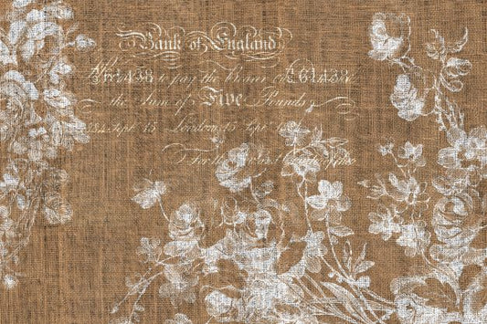 Floral Burlap Decoupage Paper - Landscape