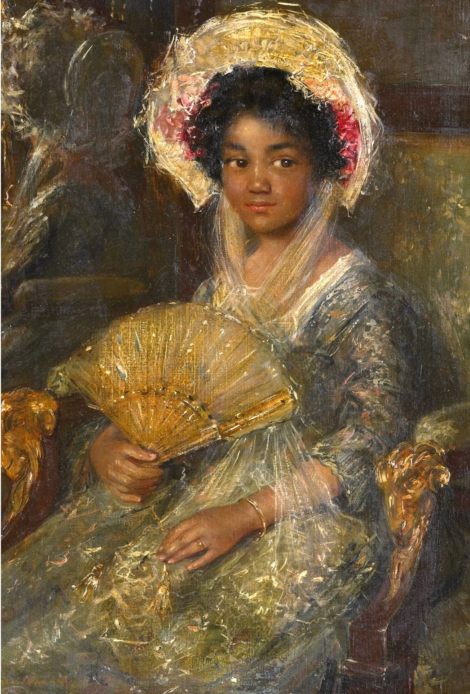 Roycycled decoupage paper of young girl 
